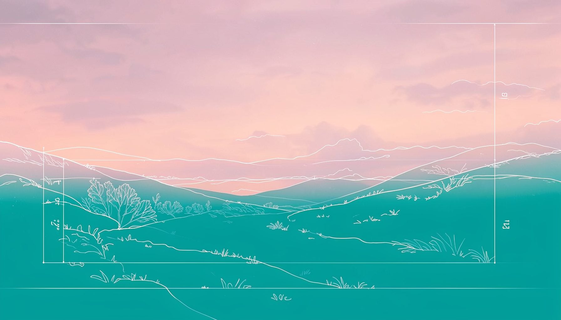 A warm, atmospheric composition blending soft magenta and teal tones across a dreamy landscape banner, with a subtle lit